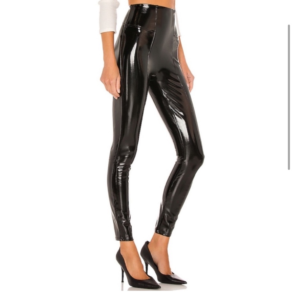 SPANX Faux Patent Leather Leggings Classic Black NEW Size S